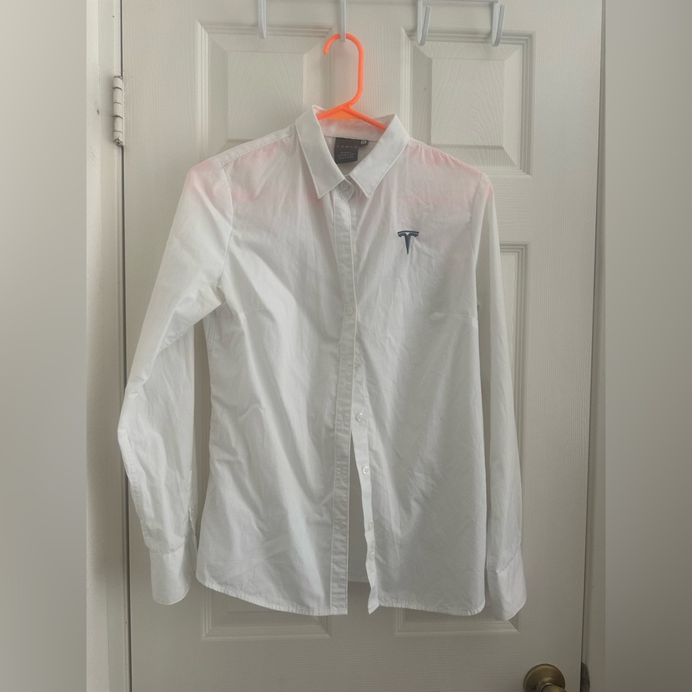 Official Tesla White Female Dress Shirt w/Classic Collar, used once like new
